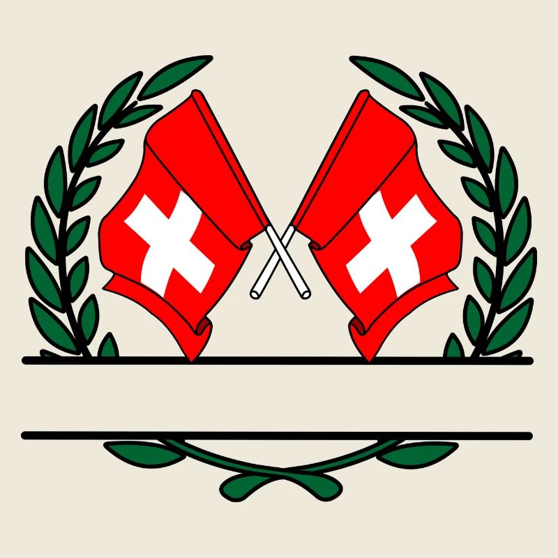 Drapeaux Suisse couronne de laurier bannière