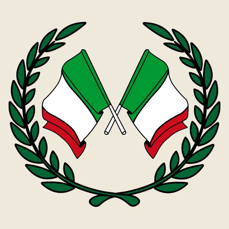 Drapeaux Italie en couronne de laurier