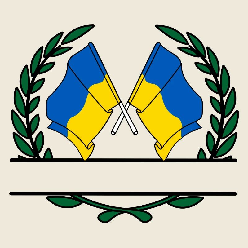 Drapeaux Ukraine bannière couronne de laurier