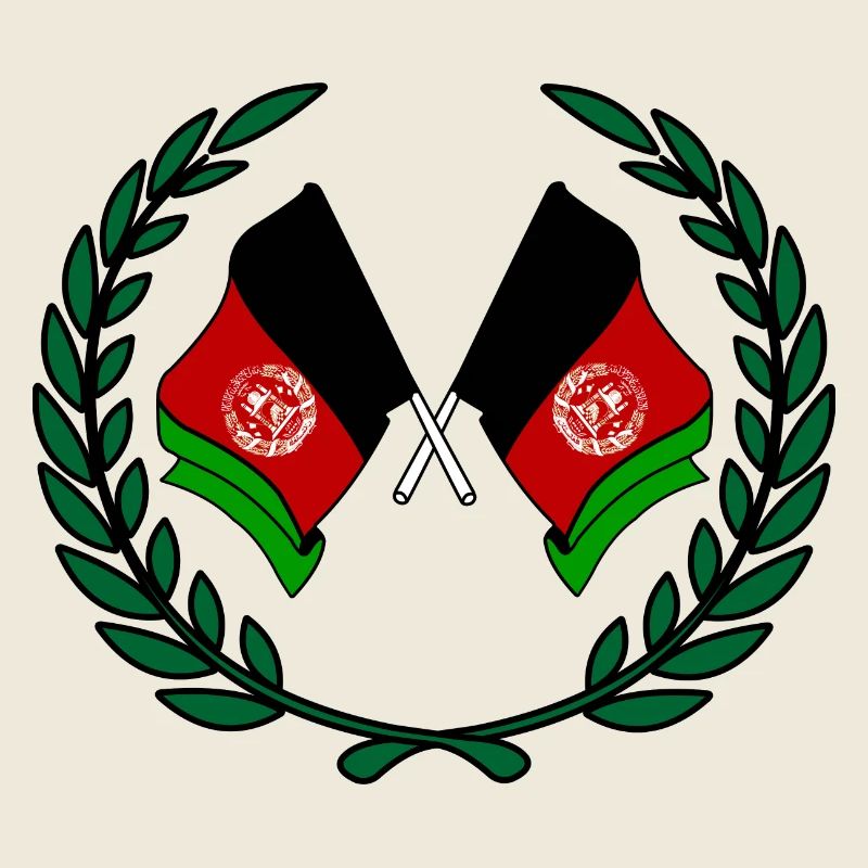 Flags Afghanistan in laurel wreath