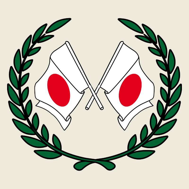 Drapeaux Japon en couronne de laurier