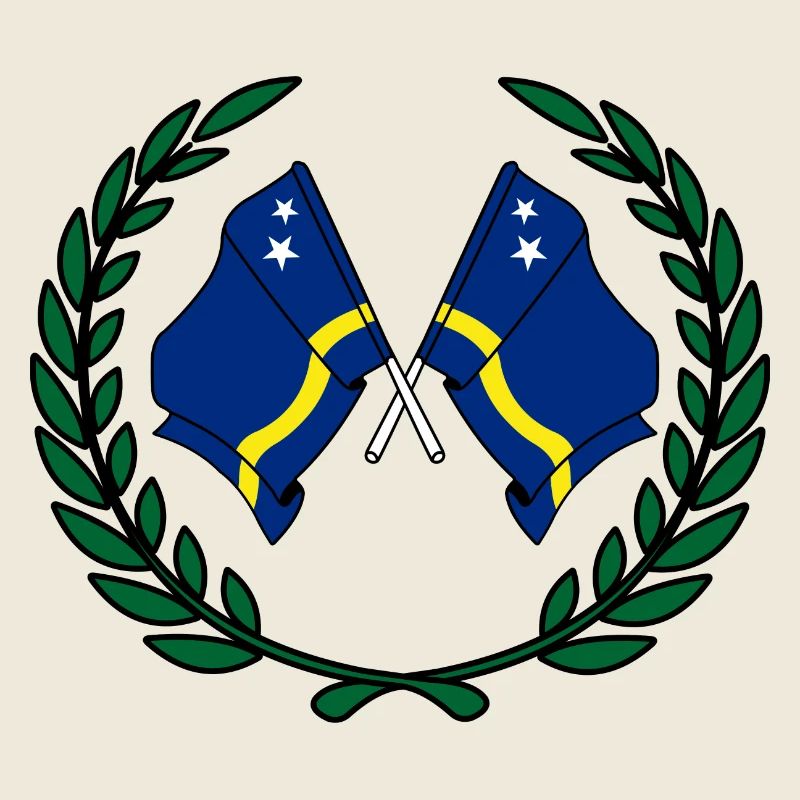 Drapeaux Curaçao en couronne de laurier