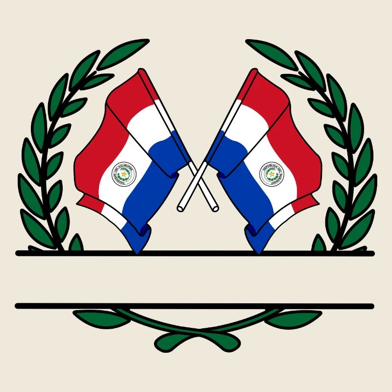 Drapeaux, bannière, couronne de laurier, Paraguay