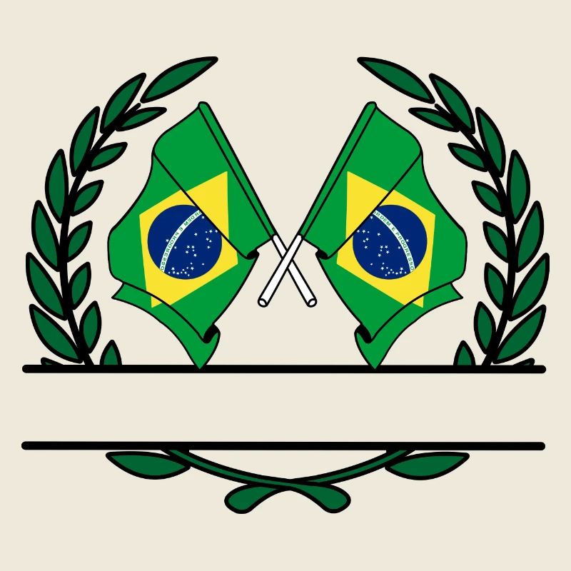 Drapeaux Brésil bannière couronne de laurier