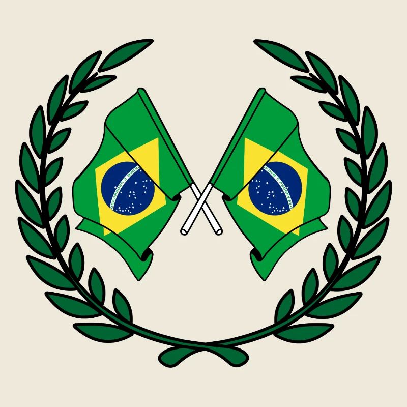 Drapeaux du Brésil en couronne de laurier