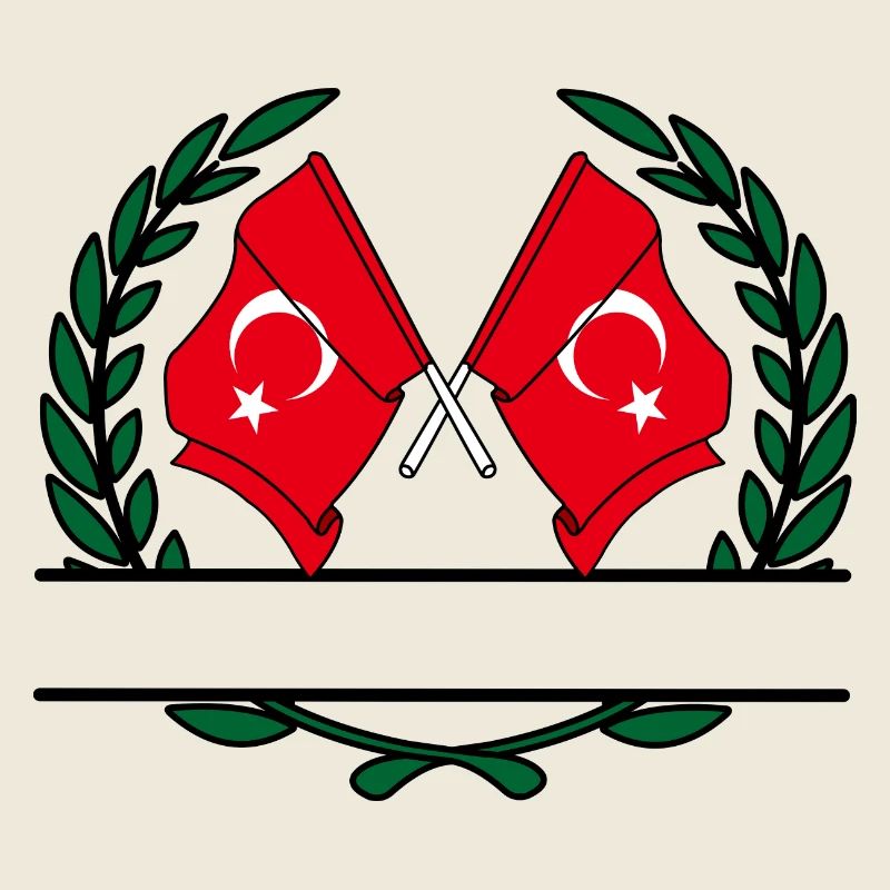 Turkey flags laurel wreath banner