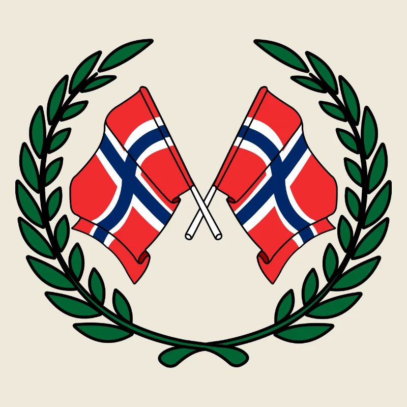 Flags Norway in laurel wreath