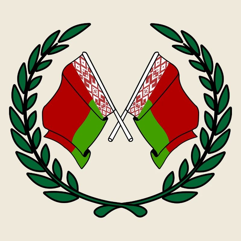 Drapeaux Biélorussie en couronne de laurier