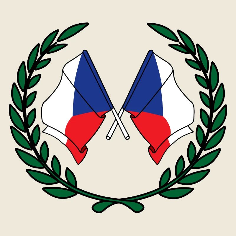 Drapeaux de la République tchèque en couronne de laurier