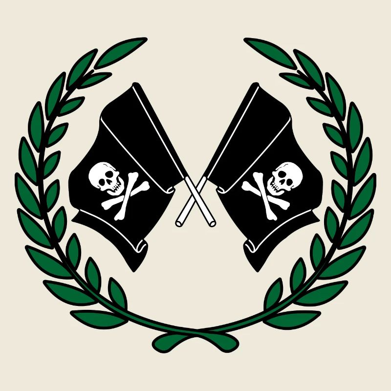 Drapeaux de pirates en couronne de laurier