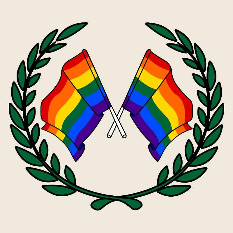 Flags Rainbow in laurel wreath
