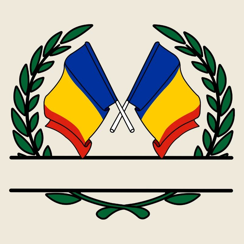 Drapeaux Roumanie couronne de laurier bannière
