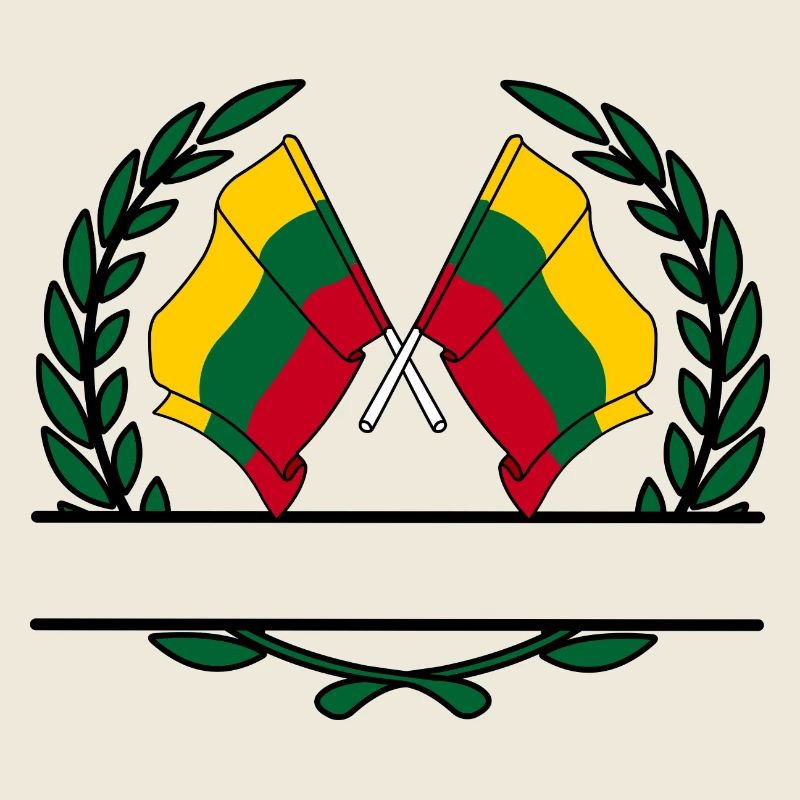 Drapeaux Lituanie couronne de laurier bannière