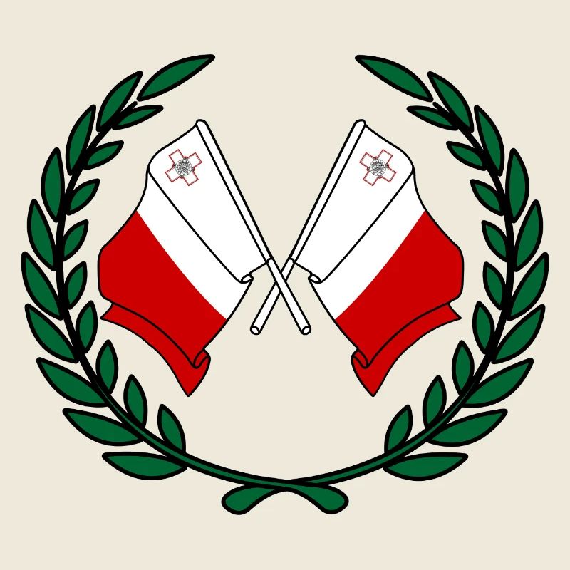 Flaggen Malta im Lorbeerkranz