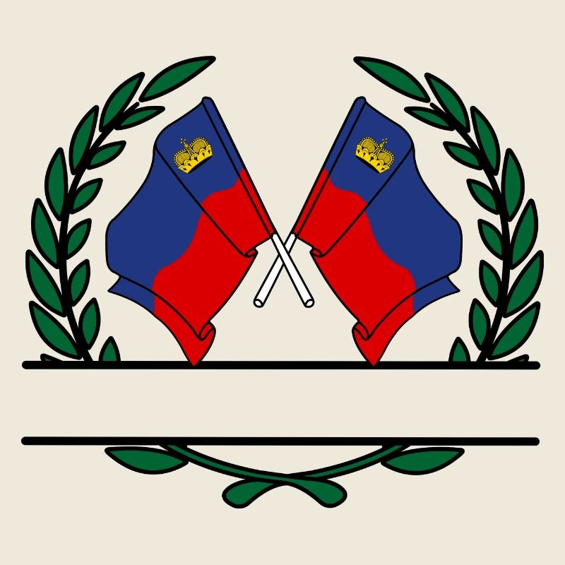 Flags Liechtenstein laurel wreath banner