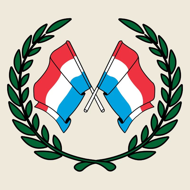 Drapeaux du Luxembourg en couronne de laurier