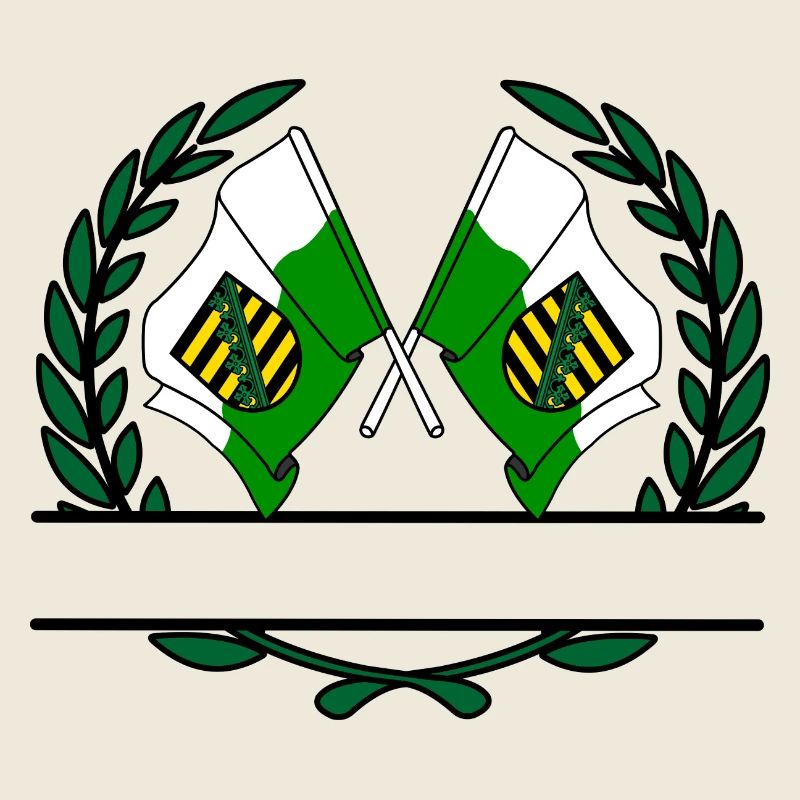 Drapeaux Saxe couronne de laurier bannière