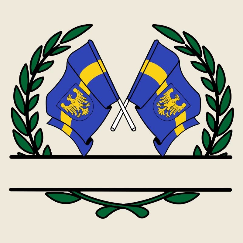 Drapeaux Silésie couronne de laurier bannière