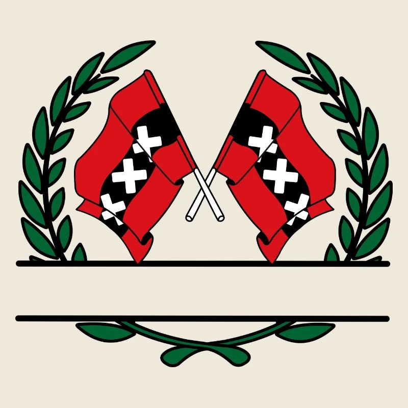 Drapeaux ville Amsterdam bannière couronne de laurier