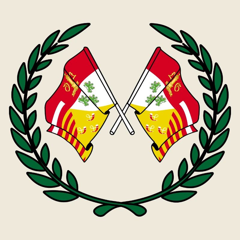 Drapeaux liégeois en couronne de laurier