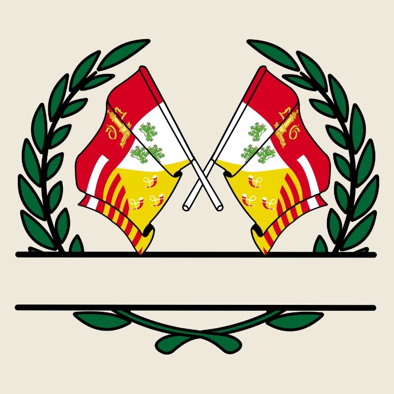 Flaggen von Lüttich im Lorbeerkranz-Banner