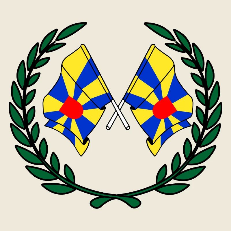 Drapeaux de Flandre occidentale en couronne de laurier