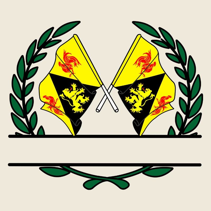 Flags Walloon Brabant in laurel wreath banner