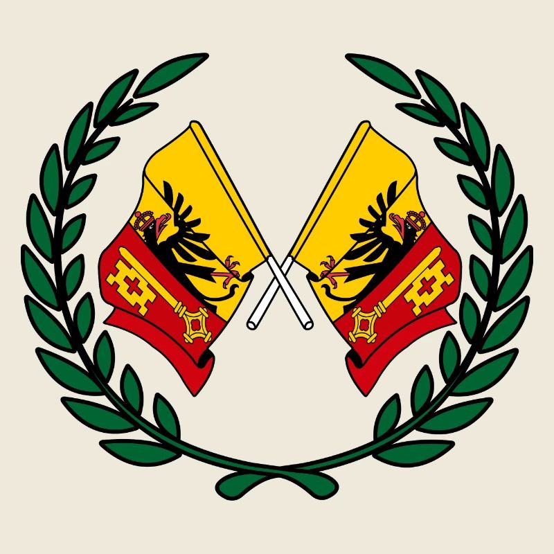 Drapeaux Canton ou Genève Suisse couronne de laurier