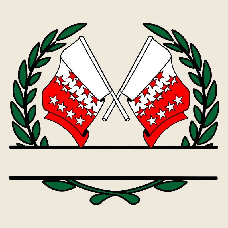 Drapeaux Valais Suisse couronne de laurier bannière