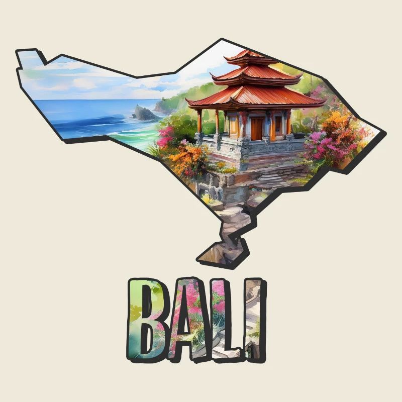 Carte aquarelle Bali