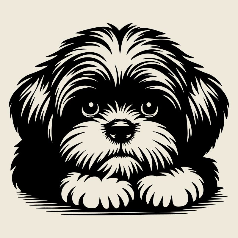 Shih Tzu Head with Paws