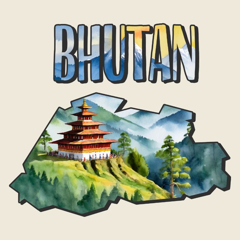 Carte à l’aquarelle du Bhoutan