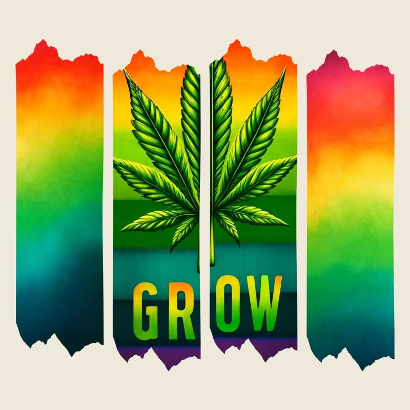 Grow Hanfblatt Brushdesign im Reggae-Stil