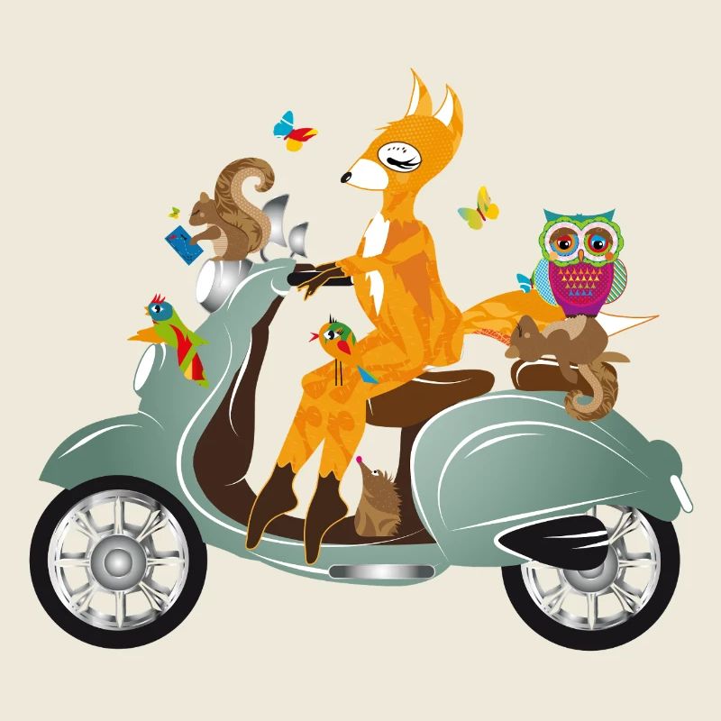 Forest animals on a joyride – Imaginative scene
