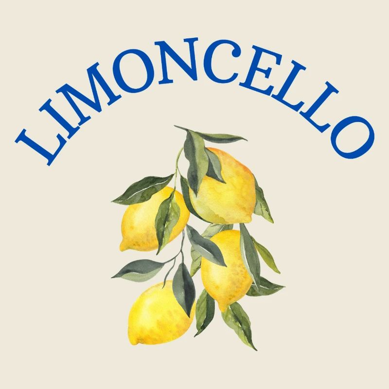 Limoncello – citrons sur une branche avec lettrage