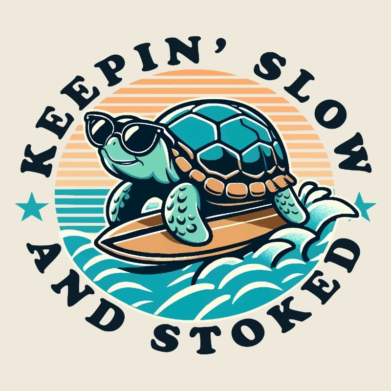 Surfende Schildkröte Keepin Slow and Stoked