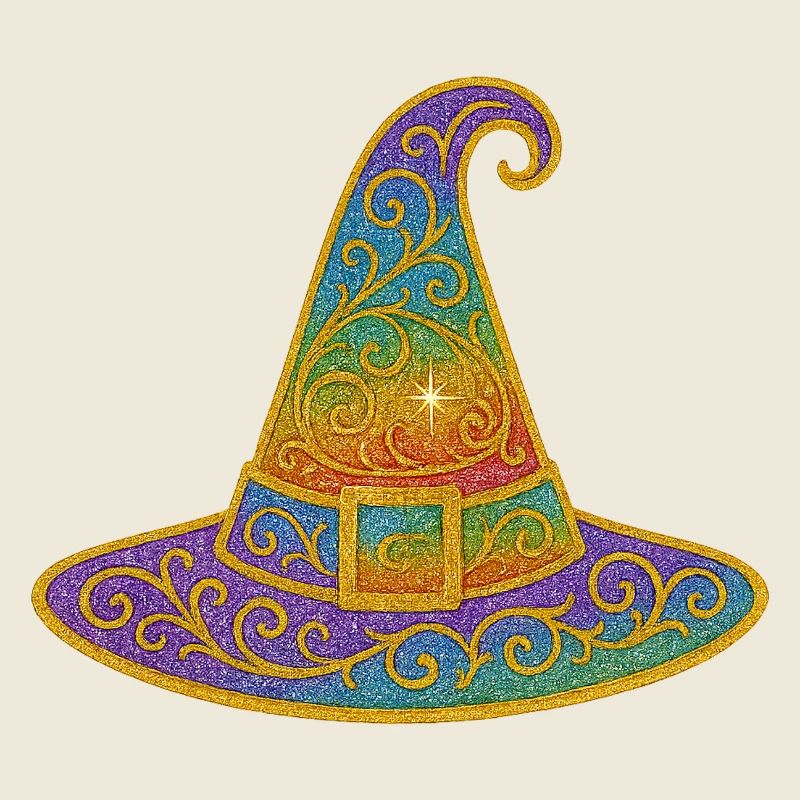 Chapeau de sorcière à paillettes arc-en-ciel