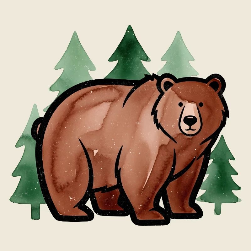 Ours de la forêt dans le style aquarelle