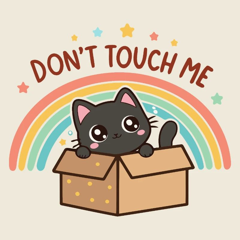 Schüchterne Katze in der Regenbogenbox