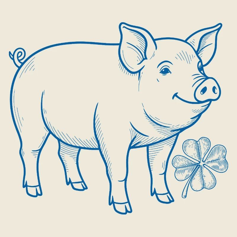 Schwein mit Kleeblatt Glück Silvester