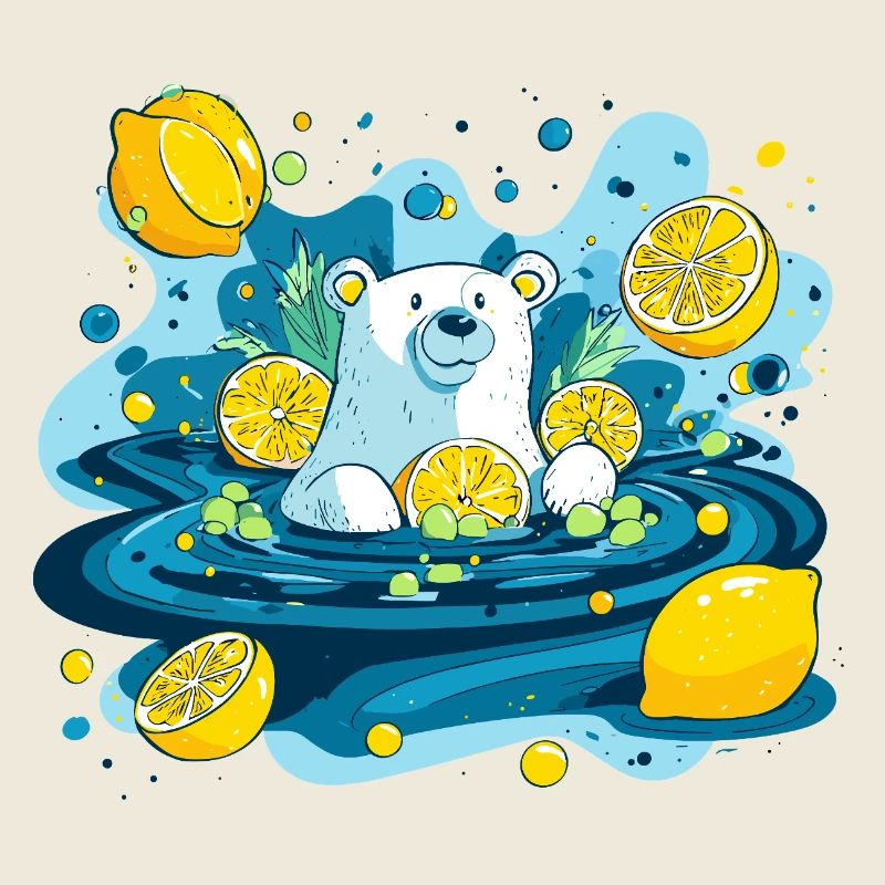 Lemon bear in the water bubble