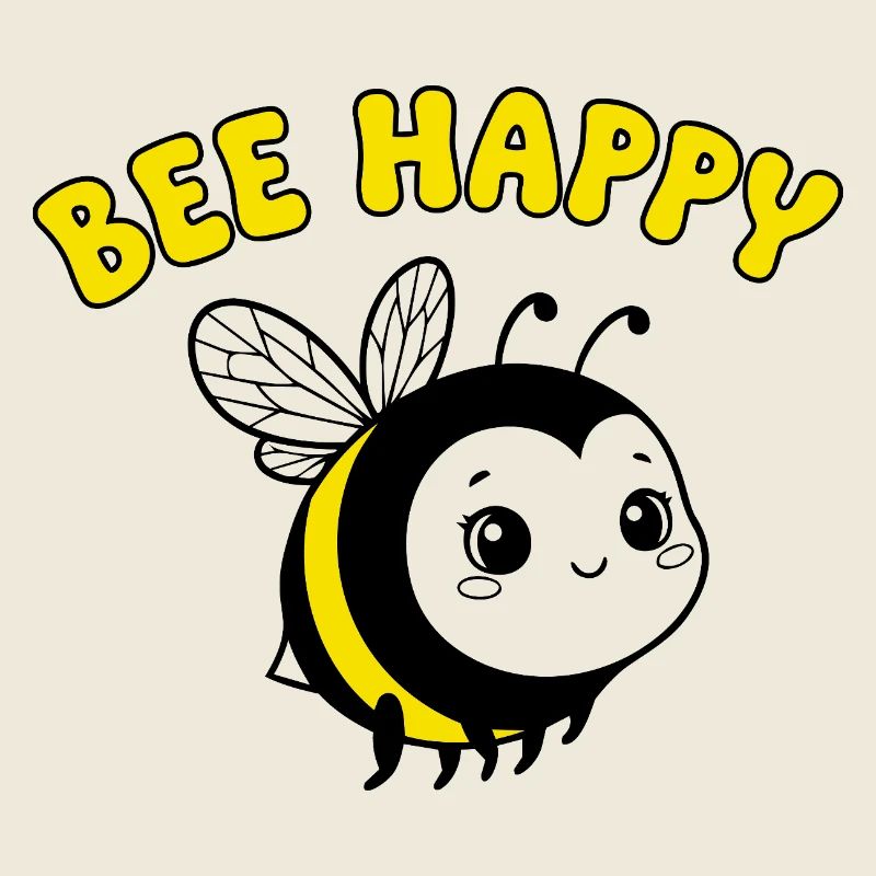 Bee Happy – Cute Cartoon Bee in Yellow Black