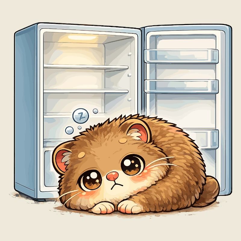 Small cat in front of open refrigerator