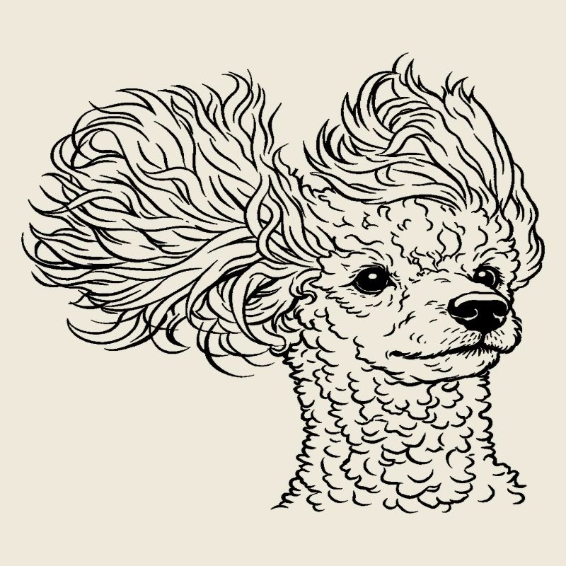 Caniche élégant dans un style d’art au trait
