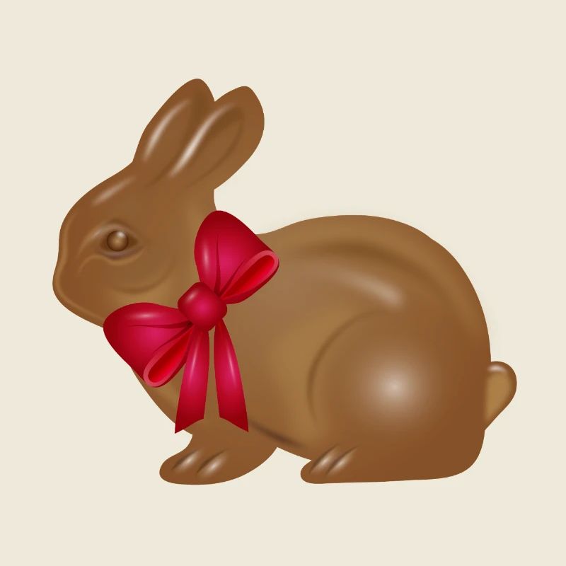 Lapin de Pâques en chocolat avec motif de nœud rouge
