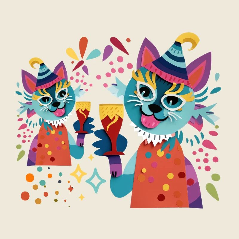 Cuddly Party Cats Neon Colors