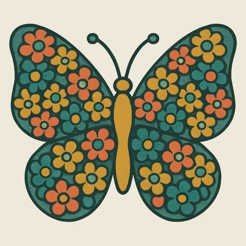 Papillon aux ailes de fleurs