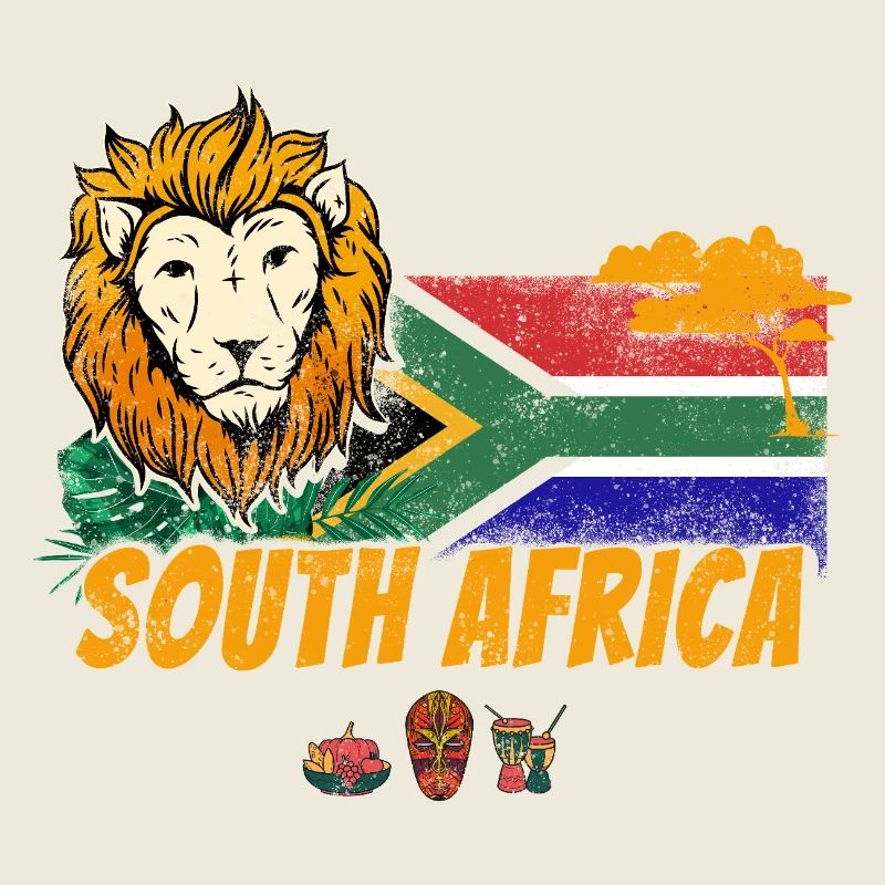 Souvenir du lion vintage sud-africain avec drapeau africain