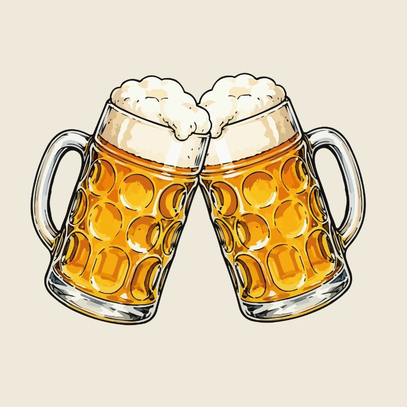 Zwei Bierkrüge stoßen an