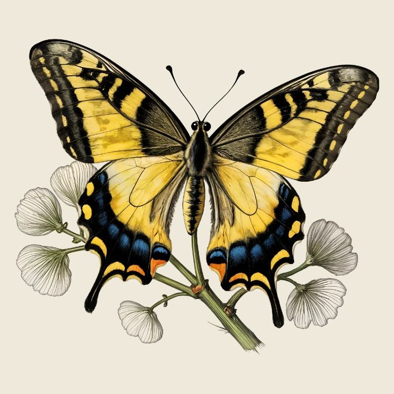 Papillon Machaon - gravure dessin